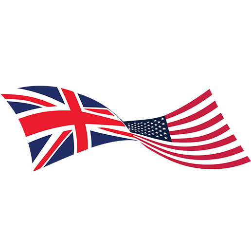 UK and American Flags Waving Together