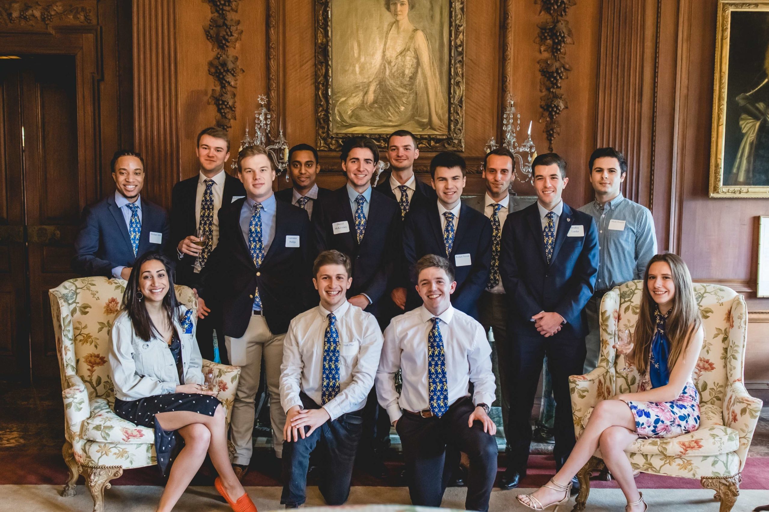 All new Scholars from the U.S. and the U.K. pose together in their scarves and ties