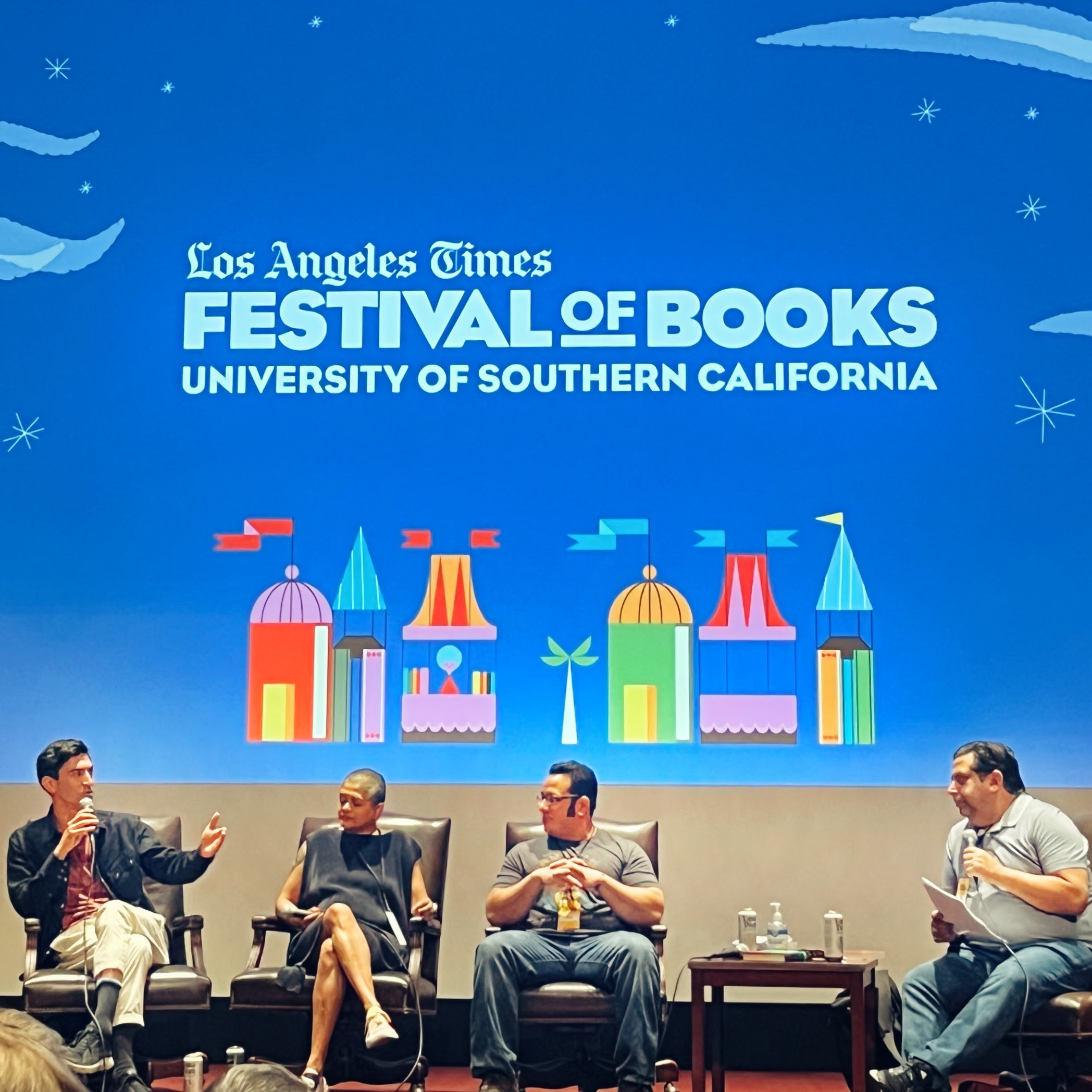 Daniel Nieh speaking on a panel at the Los Angeles Times Festival of Books at the University of Southern California